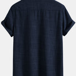 Textured Button Up Shirt With Two Pockets & Straight Leg Linen Pants