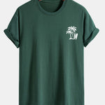 Regular Fit Palm Tree Surfboard Print Cotton T-Shirt
