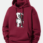 Robot Bear Print Relax Fit Hoodie