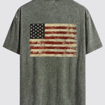 Retro USA Print Washed Distressed Drop Shoulder T-Shirt