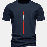 Regular Fit Stripe Paris Print Cotton T-Shirt