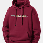 Zipper Cat Print Relax Fit Hoodie