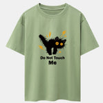 Electric Black Cat Print Drop Shoulder Oversize T-Shirt