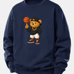 Basketball Bear Print Relax Fit Sweatshirt