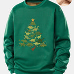 Dinosaur Christmas Tree Print Teddy Fleece Lined Sweatshirt