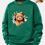 Teddy Bear Print Teddy Fleece Lined Sweatshirt