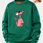 Pink Panther Print Teddy Fleece Lined Sweatshirt