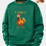 Rooster Print Teddy Fleece Lined Sweatshirt