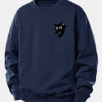 Black Cat Print Relax Fit Sweatshirt