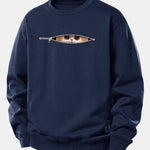 Zipper Cat Print Relax Fit Sweatshirt