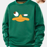 Duck Print Teddy Fleece Lined Sweatshirt