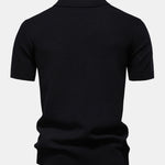 Pineapple Texture Knit V Neck Polo & Straight Leg Ribbed Pants