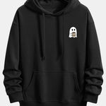 Ghost Drinking Coffee Print Relax Fit Hoodie