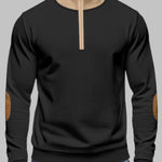 Men's Retro Stitching  Half-Placket Long Sleeve Sweatshirt