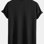 Muscle Fit Diamond Texture Cuban Shirt & Straight Leg Linen Pants