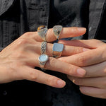 Vintage chain letter embossed ring 5Pcs/set