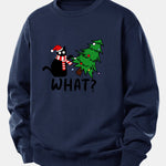 Christmas Naughty Cat Print Relax Fit Sweatshirt