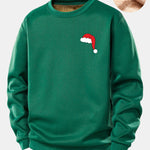 Christmas Hat Print Teddy Fleece Lined Sweatshirt