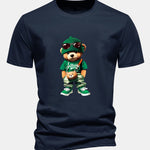 Regular Fit Trendy Bear Print Cotton T-Shirt