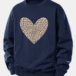 Leopard Heart Print Relax Fit Sweatshirt
