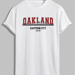 Men's "OAKLAND" letter print casual crew neck short sleeve T-shirt