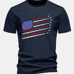 Regular Fit Fighter Jets American Flag Print Cotton T-Shirt