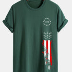 Regular Fit 1776 American Flag Print Cotton T-Shirt