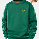 Reindeer Print Teddy Fleece Lined Sweatshirt