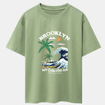 Beach Waves Print Drop Shoulder Oversize T-Shirt