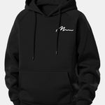 Men Print Drawstring Hoodie & Jogger Pants