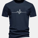 Regular Fit Heartbeat Flatline Print Cotton T-Shirt
