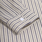 Men's pleated textured striped button casual long-sleeved shirt