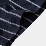 Cotton Blend Striped Stand Collar Shirt & Straight Leg Linen Pants
