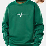 Heartbeat Print Teddy Fleece Lined Sweatshirt