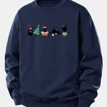 Christmas Black Cat Print Relax Fit Sweatshirt