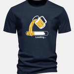 Regular Fit Beer Loading Print Cotton T-Shirt