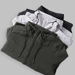 Men's solid color stylish double pocket zipper hooded jacket