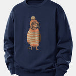Dachshund Wearing Sweater Print Relax Fit Sweatshirt