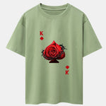 Rose K Print Drop Shoulder Oversize T-Shirt