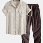 Linen Cuban Shirt With Pockets & Straight Leg Linen Pants