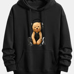 Headphone Teddy Bear Print Relax Fit Hoodie