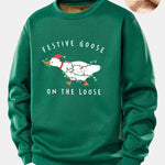 Christmas Goose Print Teddy Fleece Lined Sweatshirt