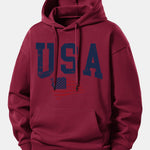 USA Flag Print Relax Fit Hoodie