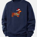 Christmas Dachshund Print Relax Fit Sweatshirt