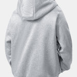 Black Cat Print Teddy Lined Zipper Hoodie