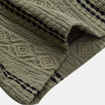 Geometric Striped Jacquard Button Up Shirt & Crinkle Textured Straight Leg Pants