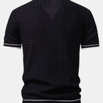 Wave Jacquard Zip Up Knitted Polo Shirt
