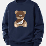 Stripe Bear Print Relax Fit Sweatshirt