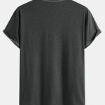 2-in-1 Notched Collar Contrast Stitching T-Shirt