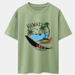 Hawaii Beach Print Drop Shoulder Oversize T-Shirt